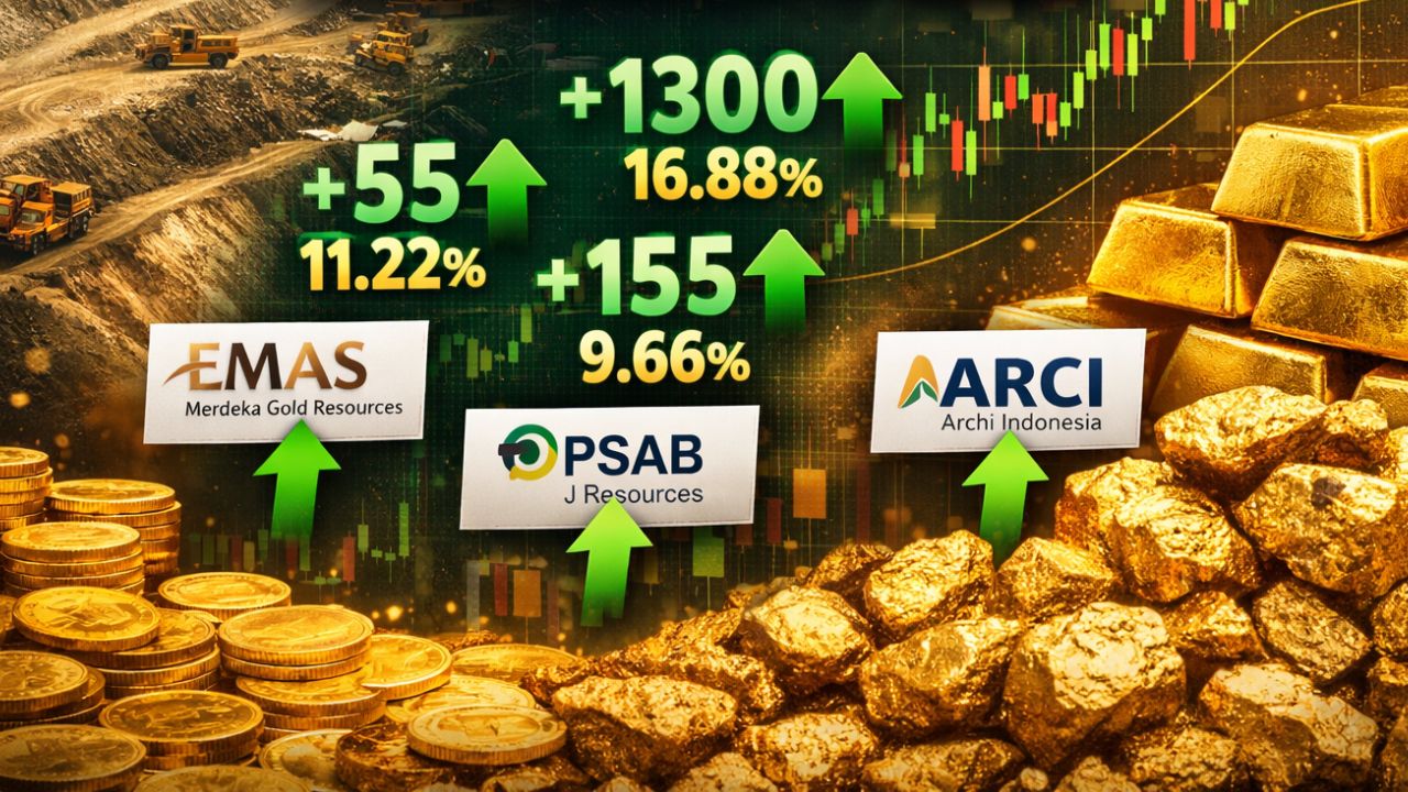 3 Saham Emas RI Meledak! EMAS, PSAB, dan ARCI Melonjak Tajam Usai Masuk Indeks ETF Global